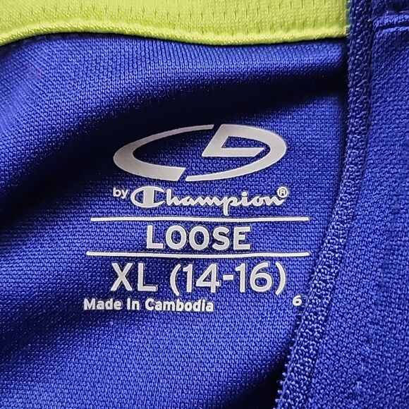C9 by Champion XL 14/16 Juniors Blue with Neon Green Accent Sweatshirt Y2K Loose - Picture 2 of 7